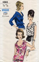 5883 1963 VOG BIAS ROLL COLLAR BLOUSE SLVS OR NOT PATTERN 16 36